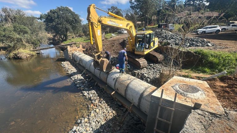 Obras no vertedouro da Lagoa do Pedon, no Guatupê, alcançam 70% de conclusão