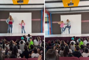 Padrasto e enteada roubam cena em show de talentos na escola