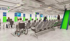 Ilustra&ccedil;&atilde;o de uma unidade do Poupatempo Paran&aacute;