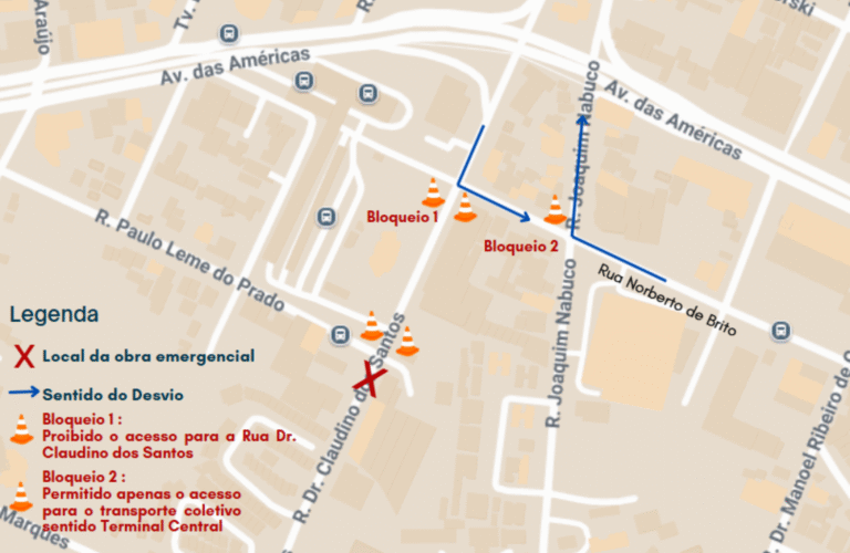 Rua Dr. Claudino dos Santos será bloqueada para obras emergenciais nesta quarta (3)