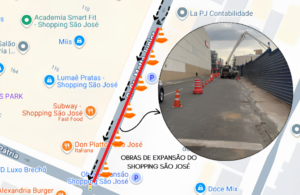 Bloqueio parcial na Rua Dr. Motta Júnior, no Centro de São José dos Pinhais, altera o trânsito por cerca de 60 dias