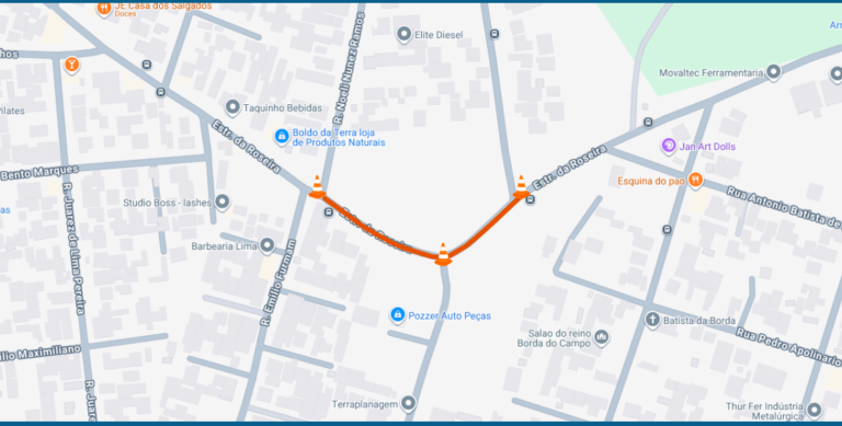 Estrada da Roseira, em São José dos Pinhais, terá bloqueio total para obras de infraestrutura a partir desta terça-feira (14)