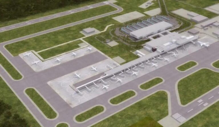 Imagem computadorizada do projeto de construção da terceira pista do Aeroporto Afonso Pena